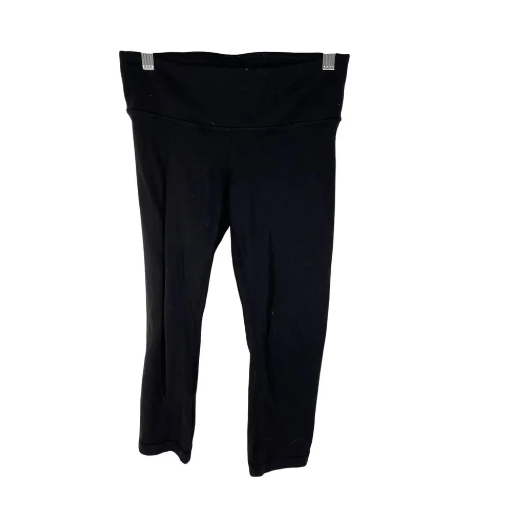 Lululemon Wunder Under Cropped Black Leggings SZ 4 Workout Pilates Gym Active